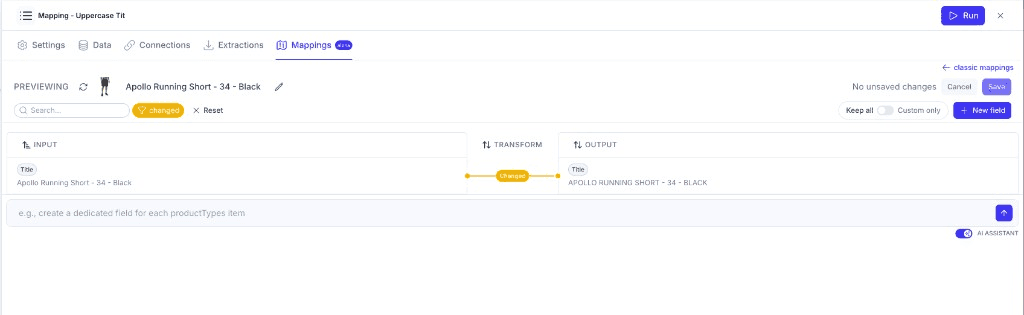Mapping view: input transform output